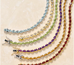 Affinity Gems Oval Cut Peridot Tennis Bracelet Sterling Silver, Large