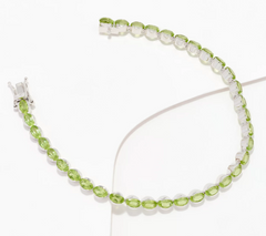 Affinity Gems Oval Cut Peridot Tennis Bracelet Sterling Silver, Large