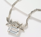 Third Person Sterling Silver White Topaz Emerald Cut Rose Necklace, 18