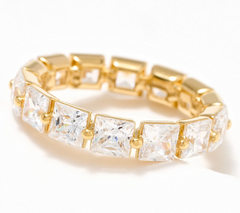 Diamonique Classics 14K Plated Princess Cut Eternity Band Ring Size 10