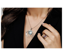 Or Paz Sterling Silver Roman Glass Pendant with Chain