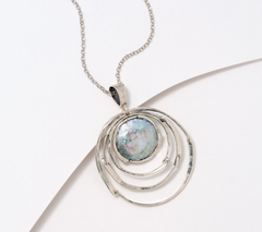Or Paz Sterling Silver Roman Glass Pendant with Chain