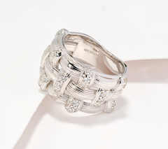 David Markstein Sterling Silver CZ Graduated Basket Ring, Size 6