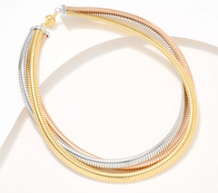 David Markstein Tri Tone Bronze Three Strand Magnetic Necklace