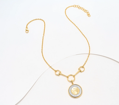 David Markstein Sterling Silver Goldclad 500 Lira Coin Necklace 18"