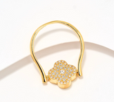 David Markstein Onyx or CZ Reversible Ring 18KY Gold Clad Sterling Silver Size 4