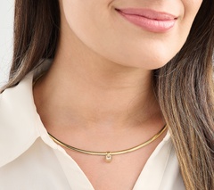 Diamonique Italia Gold-Over SS "Princess" Cut Omega  Necklace