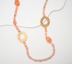 Susan Graver Long Beaded Statement Necklace, Peach