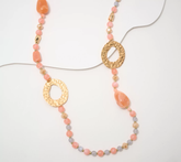 Susan Graver Long Beaded Statement Necklace, Peach