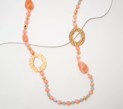 Susan Graver Long Beaded Statement Necklace, Peach