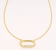 Diamonique Gold Clad Sterling Silver Open Oval Necklace