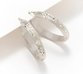 Judy Crowell Sterling Silver Diamond Cut 1 1/4" Hoop Earring