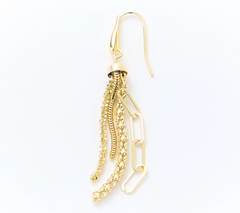 UltraFine 950 Silver Multi Strand Chain Gold Plated Earrings 2 1/2"