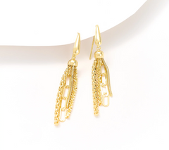 UltraFine 950 Silver Multi Strand Chain Gold Plated Earrings 2 1/2"