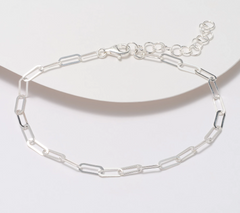 UltraFine 950 Silver Paperclip Chain 9"+2" Anklet