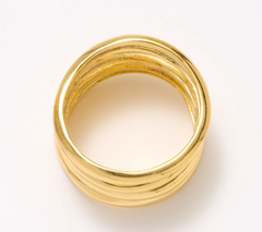 UltraFine 950 Silver Gold Clad Polished Multistrand Ring, Size 4