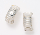 UltraFine 950 Silver Tubogas Omega Back 3/4" Hoop Earrings