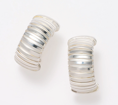 UltraFine 950 Silver Tubogas Omega Back 3/4" Hoop Earrings