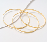 UltraFine 950 Silver Gold Tone Set of 3 Polished Bangles, Avg