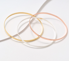 UltraFine 950 Silver Set of 3 Tri Tone Sil/Gold/Rose Polished Bangles Avg