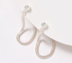 UltraFine 950 Silver Snake Chain 1-1/4" Hoop Earrings