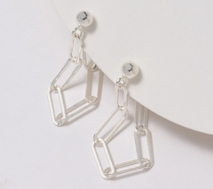 UltraFine 950 Silver Paperclip Chain 1-1/4" Hoop Earrings