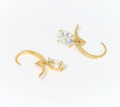 Diamonique Classics Lever Back Drop Earrings, 14k Plated Sterling Silver