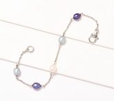 Pulsera Honora de perlas cultivadas ovaladas y cadena Forzatina, SS, grande