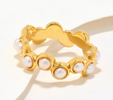 Honora Cultured Pearl Band Ring 18K Gold Plated Sterling Silver Size 6