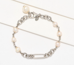 Honora Cultured Pearl Chain Sterling Silver Bracelet Small
