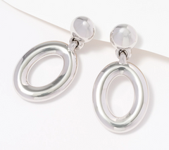 BellaOro Silver Tone Over Resin Oval Dangle Earrings