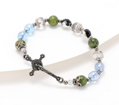 Connemara Marble Silvertone  Mother of God Bracelet,