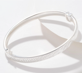 UltraFine 950 Silver Diamond Cut Rectangular Bangle, Silver, Avg