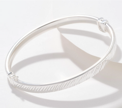UltraFine 950 Silver Diamond Cut Rectangular Bangle, Silver, Avg