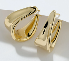 UltraFine 950 Silver Goldclad Graduated  Hoop Earrings, 1-1/4"