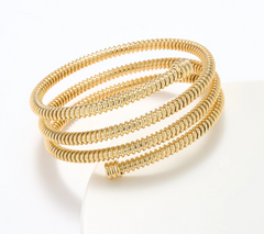 David Markstein Yellow Bronze Tubogas Swirl Wrap Bangle, Avg