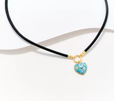 David Markstein Gold-Plated Sterling Silver Roman Glass 18 + 2" Leather Necklace