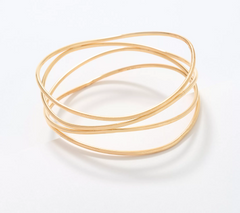 David Markstein Gold tone Sterling Silver Multi Fine Line Bangle, Large