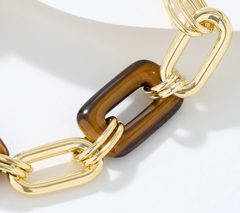David Markstein Bronze Gold tone Elongated Oval Gemstone Bracelet, Large