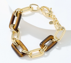 David Markstein Bronze Gold tone Elongated Oval Gemstone Bracelet, Large