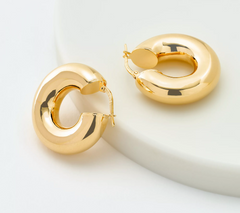 David Markstein Gold Tone Bronze Hoop Earrings, 7.5mm Polished, 1"
