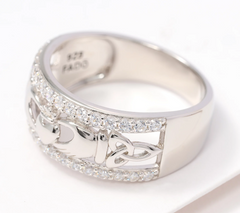Fado Sterling Silver Trinity Claddagh Band Ring Size 8