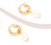 Honora 18K gold-plated Sterling Silver Hoop Earrings with White Cultured Freshwater Pearl Charm