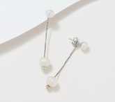 Pendientes de cadena con colgante de perla cultivada Honora, plata de ley bañada en oro amarillo de 18 quilates