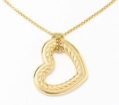 UltraFine 950 Silver 18K Gold Plated Rope Heart Necklace