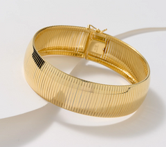 UltraFine 950 Silver 18k Gold Plated Polished Bold Omega Bracelet Avg