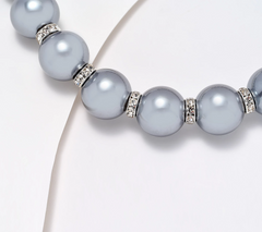 Joan Rivers Red Carpet Faux Grey Pearl Silvertone Necklace with Pave Spacers