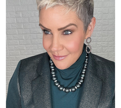 Joan Rivers Red Carpet Faux Grey Pearl Silvertone Necklace with Pave Spacers