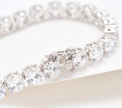 Diamonique Classics Blossom Cut Sterling Silver Tennis Bracelet