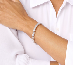 Diamonique Classics Blossom Cut Sterling Silver Tennis Bracelet